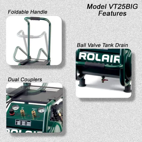 Rolair VT25BIG Hand Carry Air Compressor | 6.5 CFM @ 90 PSI | 2.5