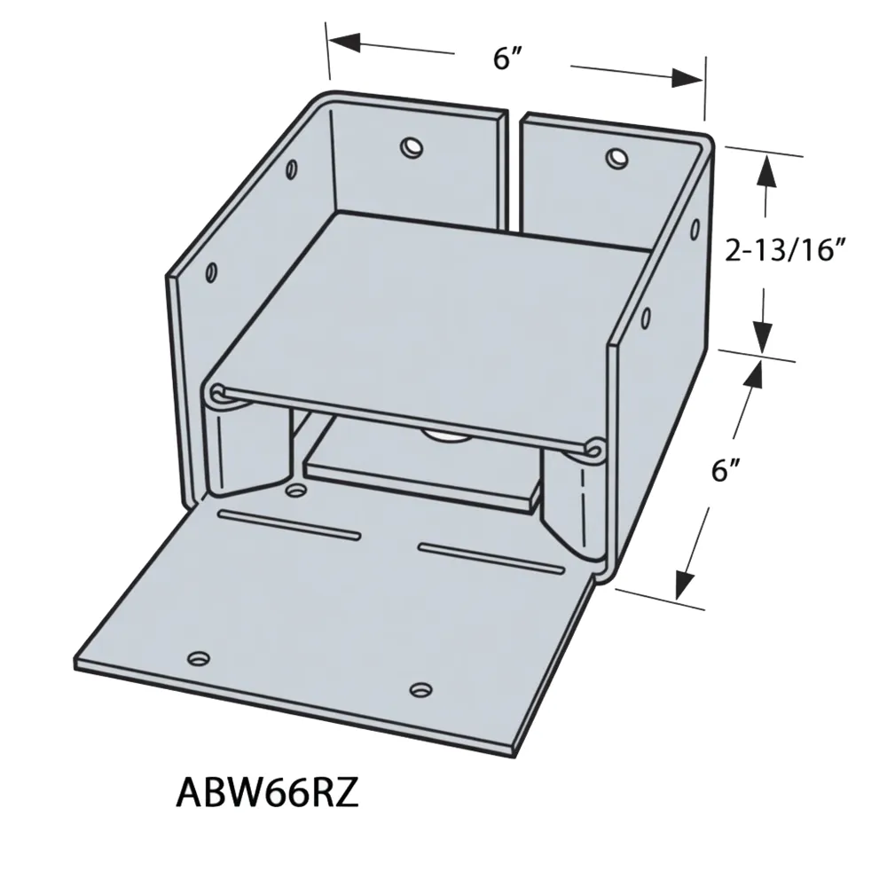 Simpson Strong-Tie ABW66RZ ZMax® Adjustable Rough 6x6 Post Base