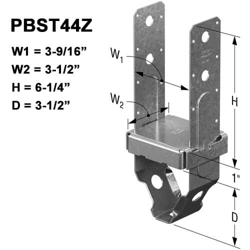 Simpson Strong-Tie PBST44Z ZMax® 4 x 4 Standoff Post Base | DHC