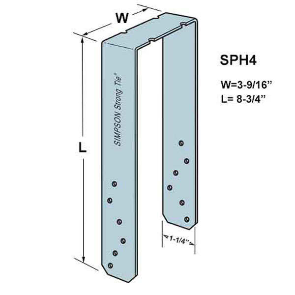 Simpson Strong-Tie SPH4 Heavy U-Shaped Stud Plate Tie