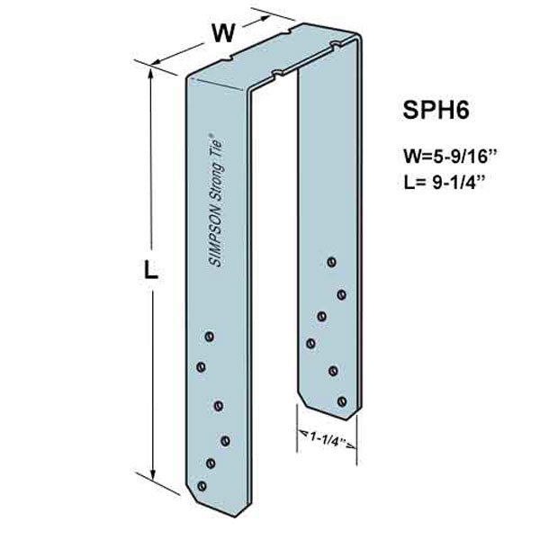 Simpson Strong-Tie SPH6Z ZMax® Heavy U-Shaped Stud Plate Tie